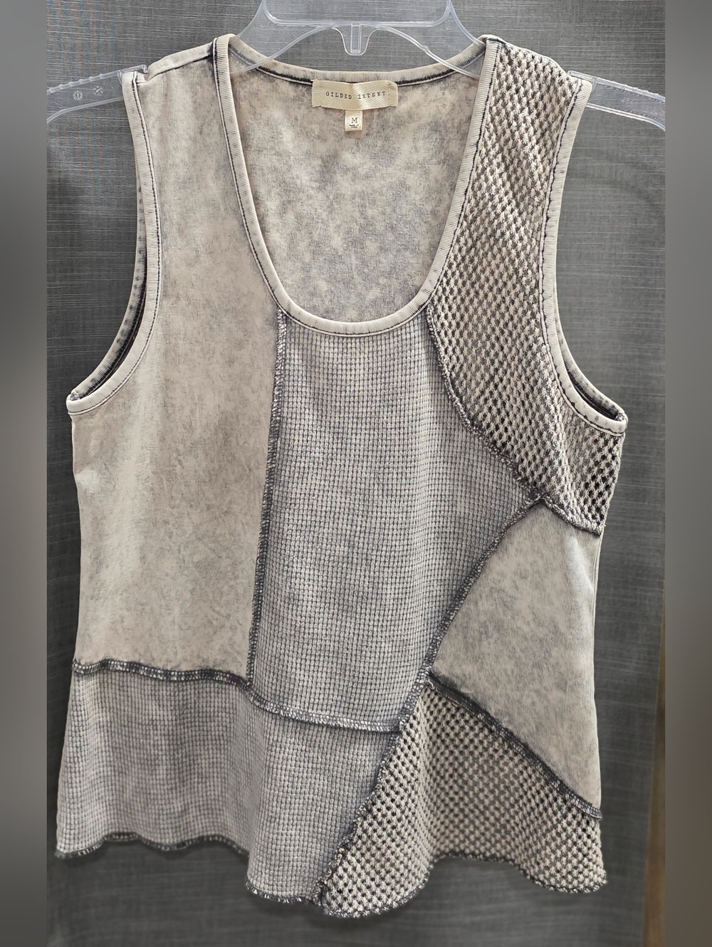 Gilded Intent Gray Patchwork Tank Top